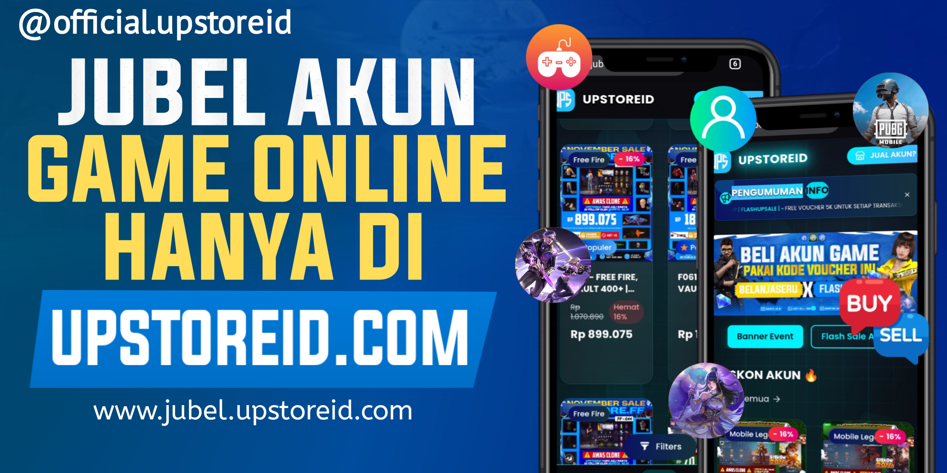Jual Beli Akun Game Mobile Legends, Free Fire, PUBG - UpstoreID